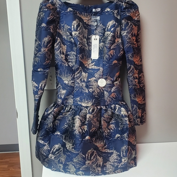 Chi Chi London Jacquard Mini Blue Dress NWT Never Worn - Picture 5 of 10